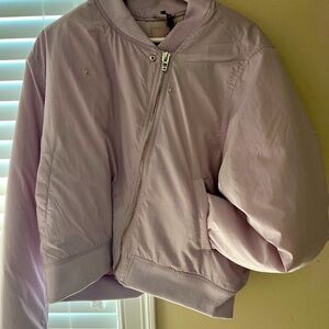 Lavender nylon/spandex bomber jacket, size Large
